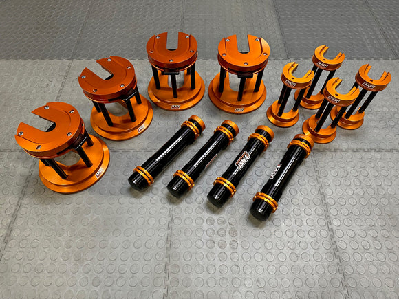 Complete set of four AST airjacks, safety stands, and elephant feet stands